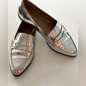 Michael Kors Connor Silver Leather Loafers - Size 8